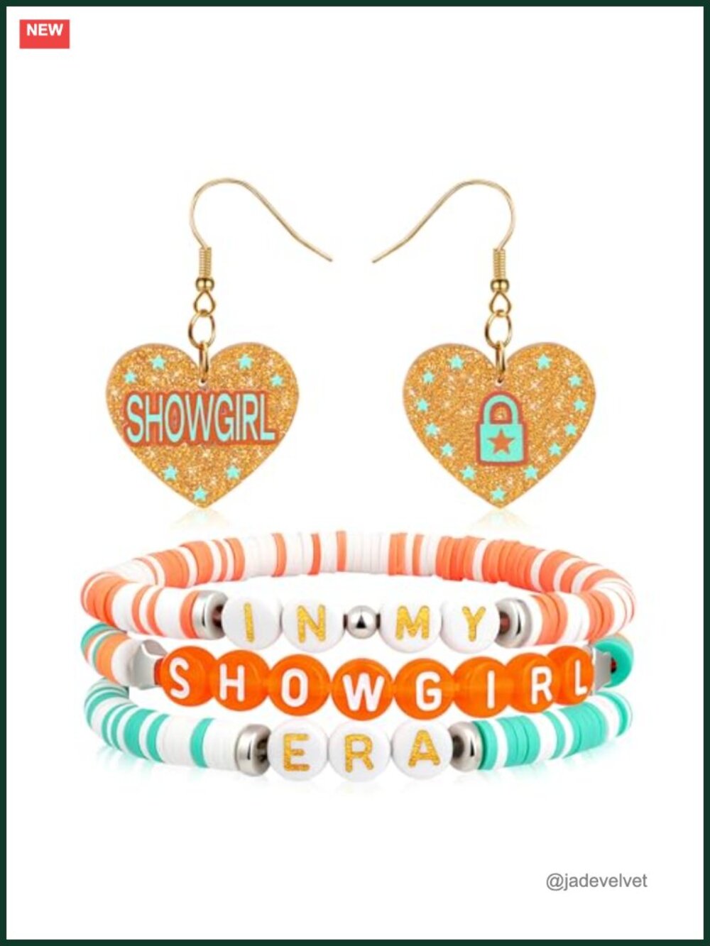 Polymer Clay Bracelet Earrings Set Acrylic Heart Stainless Steel Hooks
